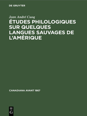 cover image of Études philologiques sur quelques langues sauvages de l'Amérique